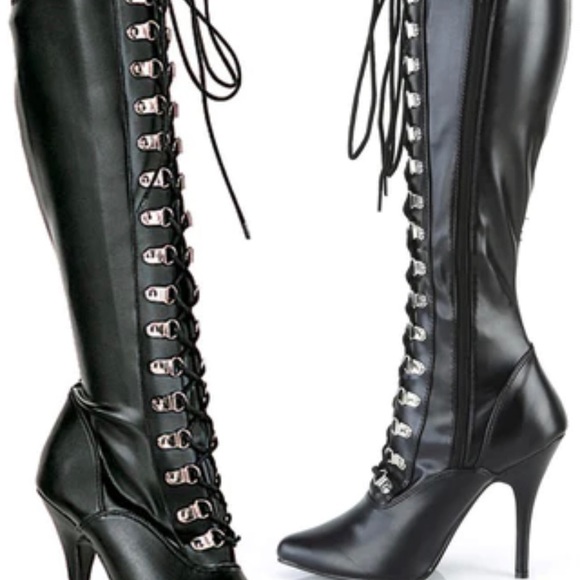 Devious pleaser stiletto lace up boots - Picture 1 of 4